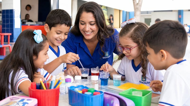 Post no Instagram de experiência prática de alunos na escola