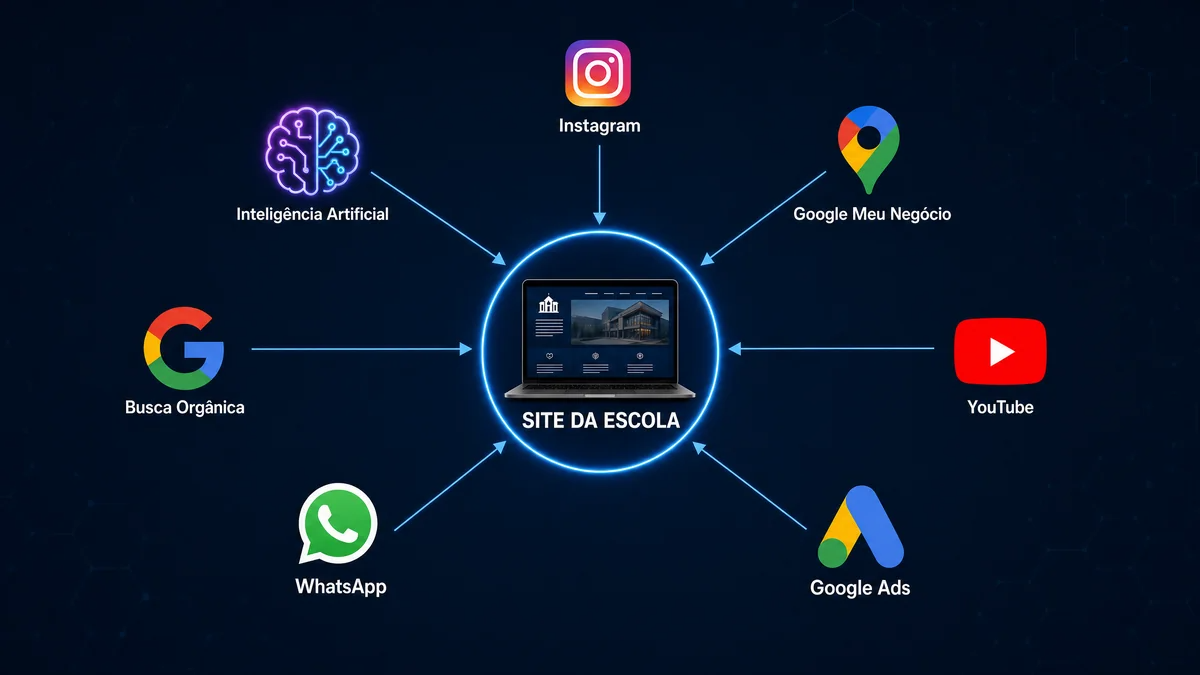 Site como estratégia central no posicionamento digital.